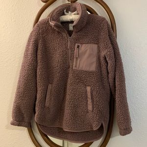 Abercrombie and Fitch Mauve Fleece Quarter-zip
